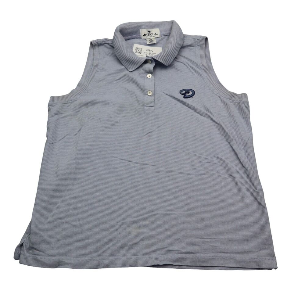 Antigua Shirt Womens M Purple Plain Sleeveless Chest Button Collared Top
